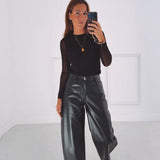 KATE BLACK CROCODILE LEATHER PANTS