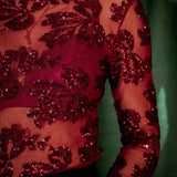 HO HO HOLIDAY BORDEAUX SEQUIN BLOUSE