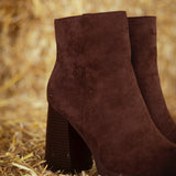 MADELEINE BROWN SUEDE HEEL BOOTS