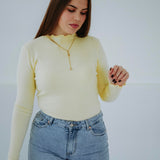 EUPHORIA YELLOW RUFFLE LONGSLEEVE TOP