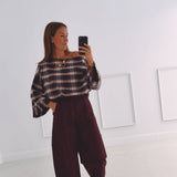 HARPER DARK BLUE CHECKERED BLOUSE