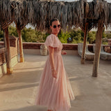 ZOUHAIRA NUDE TULLE DRESS
