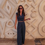 HAYAT DARK BLUE STRIPED PANTS
