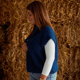 AURIELLE DARK BLUE KNITTED ZIP SWEATER