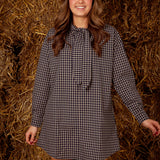 FELICITY DARK BLUE CHECKERED DRESS