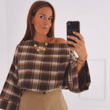 HARPER KHAKI CHECKERED BLOUSE