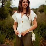 QUINN WHITE BUTTON BLOUSE