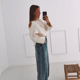 SOFIE ECRU CUT-OUT SWEATER