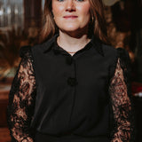 GLISTENING MIDNIGHT BLACK BLOUSE