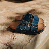YULIANA DARK BLUE DENIM SLIPPERS