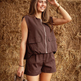 EMBERLY BROWN TWO-PIECE SET