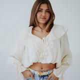 FAELINA ECRU RUFFLE BLOUSE