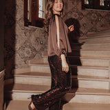 LIVE LOUDER BROWN SATIN BLOUSE