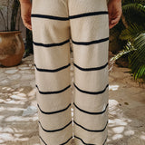 RIVIERA ECRU/DARK BLUE STRIPED PANTS