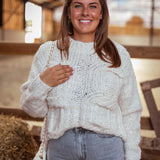 ESTHER ECRU KNITTED SEQUIN SWEATER