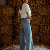 RIVE GAUCHE ECRU CROPPED T-SHIRT