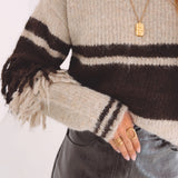 GIGI BEIGE/BROWN STRIPED SWEATER