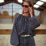 EUDORA DARK BLUE POLKADOTS BLOUSE