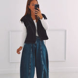 HELGA DARK BLUE SLEEVELESS JACKET