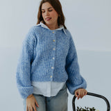DIANA BLUE RIBBED CARDIGAN