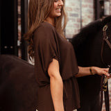 CERELIA BROWN RIBBED BLOUSE