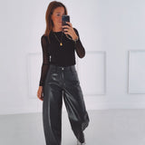 KATE BLACK CROCODILE LEATHER PANTS