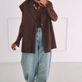 RACHEL BROWN SLEEVELESS BLAZER