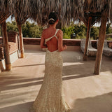 SOUAD GOLD SEQUIN ONE SHOULDER DRESS