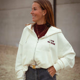 RIVE GAUCHE ECRU ZIP CARDIGAN