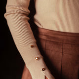 PENELOPE BEIGE RIBBED LONGSLEEVE SHIRT