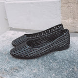 EUGENIA BLACK CROCHET BALLET FLATS