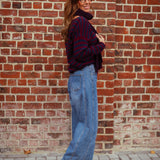 LOTTIE BORDEAUX/DARK BLUE STRIPED SWEATER