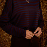 KAELINOR DARK BLUE/BROWN STRIPED LONGSLEEVE SHIRT