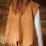 VIVIAN CAMEL SUEDE SLEEVELESS JACKET