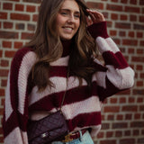 ZAYA BORDEAUX ROLLNECK STRIPED SWEATER