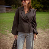 DELLA-RAE BROWN WRAP BLAZER