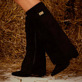 PAGE BLACK SUEDE FOLD OVER BOOTS