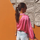 LEONA PINK ONE SHOULDER BLOUSE