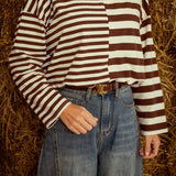 SEREN BROWN STRIPED LONGSLEEVE SHIRT
