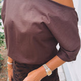 RONJA BROWN CUT-OUT T-SHIRT