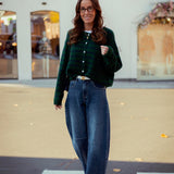 POMELINE DARK GREEN STRIPED CARDIGAN