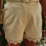 ESTRELLA BUTTER YELLOW LACE BELT SHORT