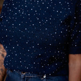 BETH DARK BLUE PEARL SHORTSLEEVE PULL