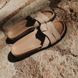 NOELIA BEIGE SUEDE SLIPPERS