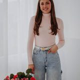 SUSANNA LIGHT PINK LONGSLEEVE TURTLENECK SHIRT