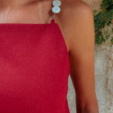 ALEGRE RED LINEN DRESS