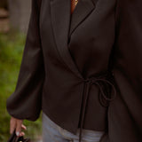 DELLA-RAE BROWN WRAP BLAZER