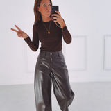 KATE BROWN CROCODILE LEATHER PANTS