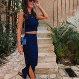 ANTONIA DARK BLUE TWO-PIECE SET