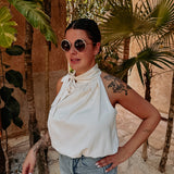 LUMBRE ECRU HALTER TOP